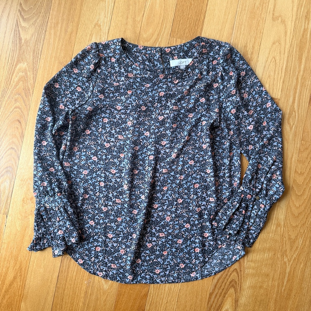 Loft Floral Long sleeve Blouse Size Small